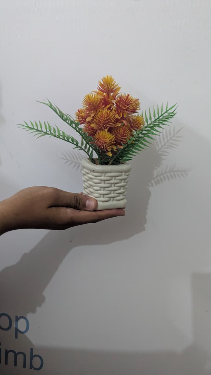 Artificial Orange Flower Bouquet with Green Leaves | Decorative Home Decor