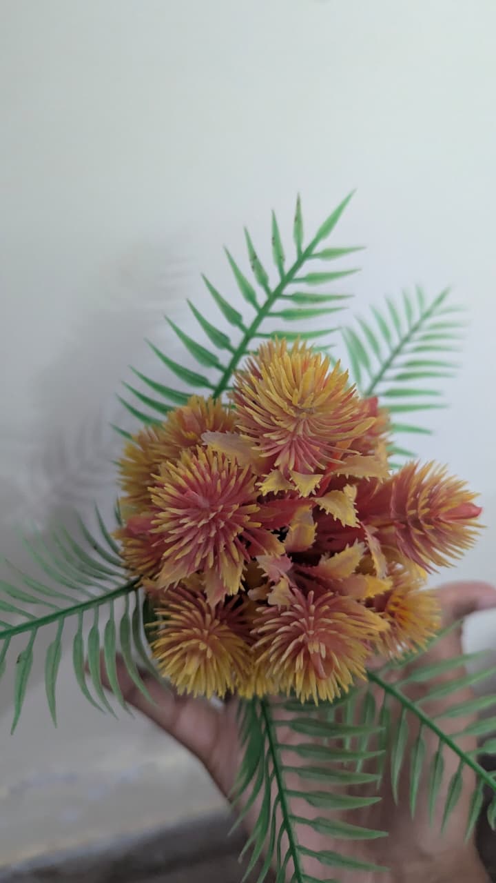 Artificial Orange Flower Bouquet with Green Leaves | Decorative Home Decor