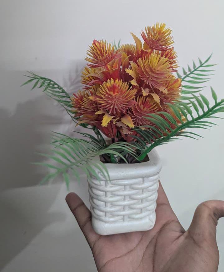 Artificial Orange Flower Bouquet with Green Leaves | Decorative Home Decor